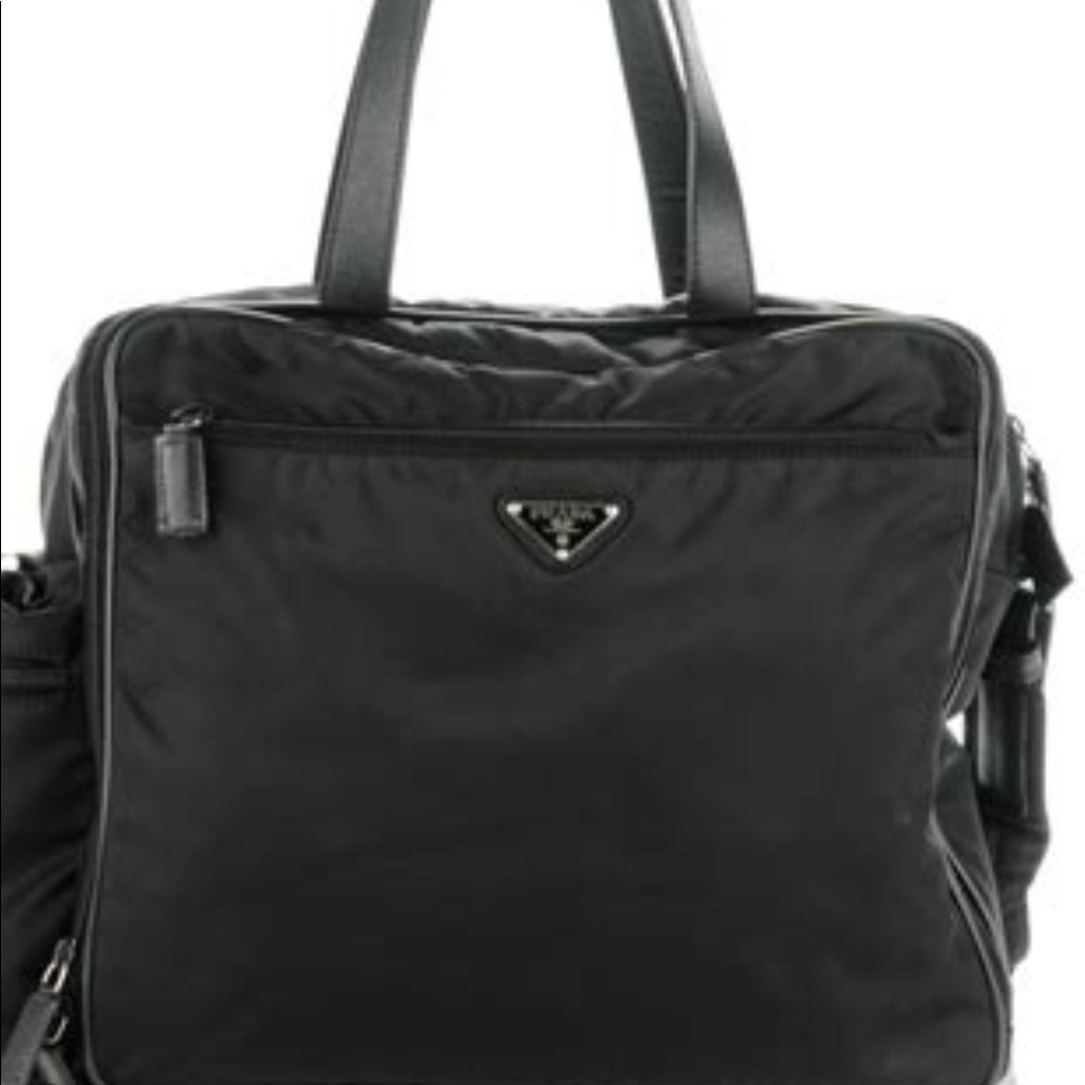 Prada Black Nylon Baby Bag with calf trim.  Excellent condition.
